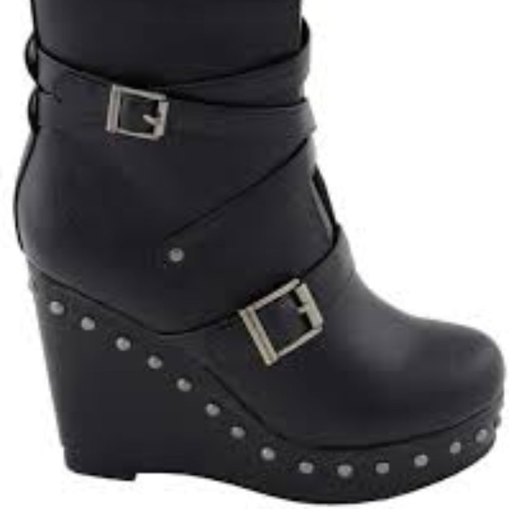 studded wedge leather boots